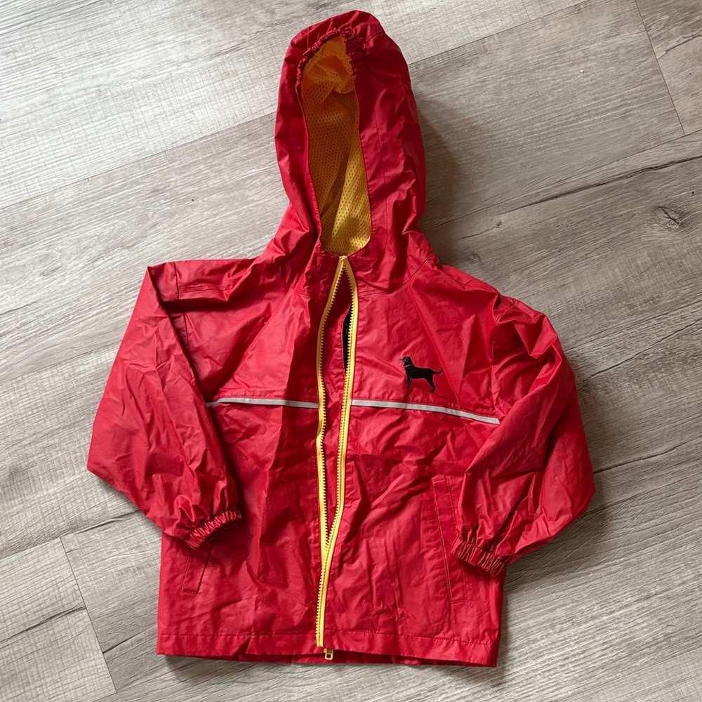 The Black Dog Kids Red Raincoat with Black Emblem